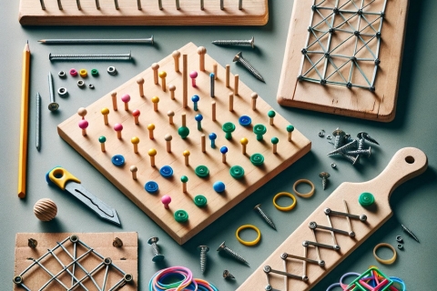 Giáo cụ bảng Geoboard và các ý tưởng tự làm bảng geoboard tại nhà cho bé(Hướng dẫn cơ bản!)