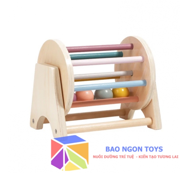Đồ chơi trống xoay con lăn gỗ dành cho bé trên 6 tháng giúp bé vui chơi, phát triển vận động tinh và giác quan - BAO NGON TOYS - DG174B