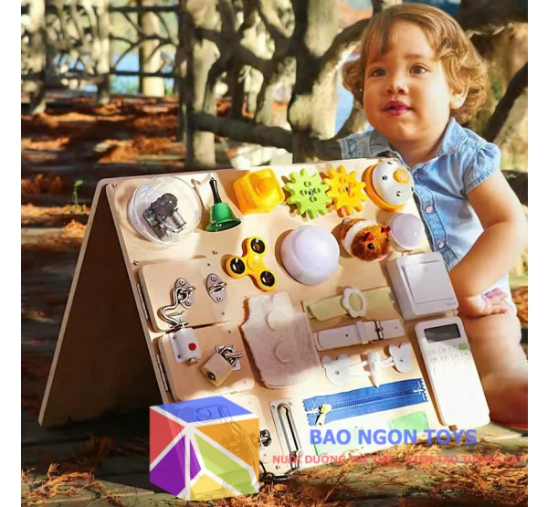 Bảng bận rộn montessori 2 in 1 rèn luyện đa kỹ năng, bảng  busy board phát triển vận động tinh cho trẻ sơ sinh, bảng vẽ cho bé - BAO NGON TOYS – DG70L