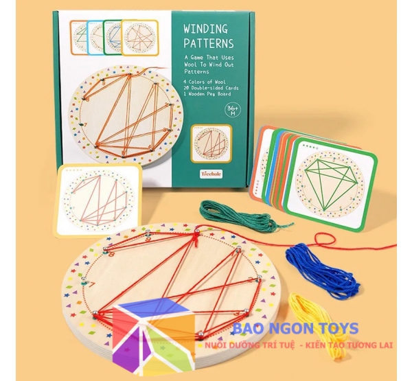 Bộ giáo cụ đồ chơi Geoboard tạo hình dạng từ sợi len, giúp bé thực hành kỹ năng và phát triển sự sáng tạo nghệ thuật - BAO NGON TOYS - DG306