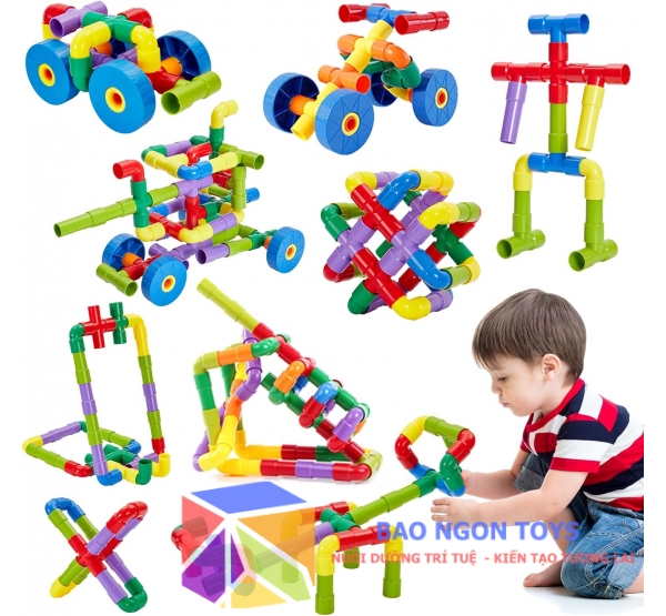 Bộ đồ chơi xếp hình DIY sáng tạo từ những mô hình ống nước, giúp bé vui chơi và phát triển trí thông minh - BAO NGON TOYS - DG312