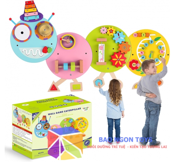 Bảng Bận Rộn Treo Tường Hình Sâu Bướm Dễ Thương Cho Trẻ Nhỏ, Đồ Chơi Cảm Giác Busy Board Đa Năng Giúp Bé Vui chơi và phát triển kỹ năng - BAO NGON TOYS - DG70G