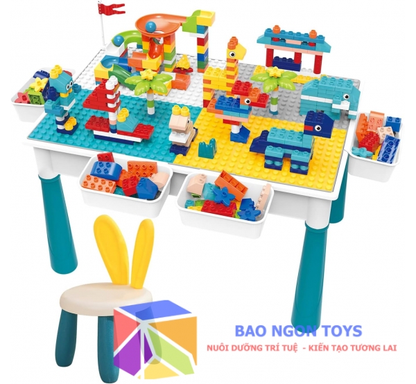 Bàn xếp hình lego đa năng, đồ chơi xếp hình thông minh giúp bé phát triển trí tuệ và sự sáng tạo - BAO NGON TOYS - DG379