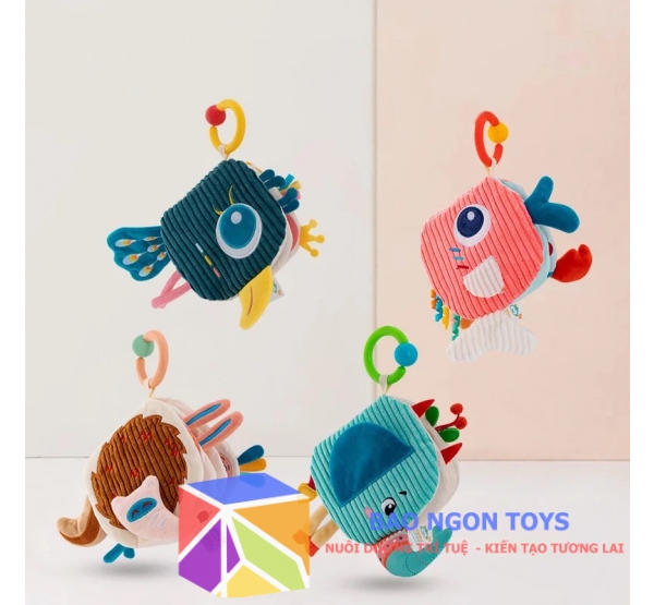 Sách vải treo nôi hình thú dễ thương giúp bé phát triển nhận thức, giác quan và vận động tinh - BAO NGON TOYS - SV84