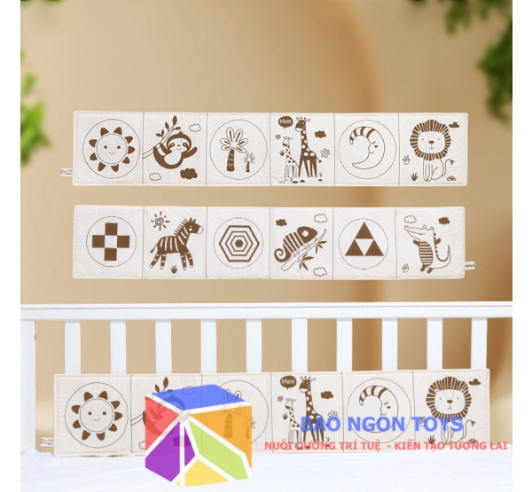 Tranh Vải Đen Trắng Kích Thích Thị Giác Cho Bé Sơ Sinh – Thẻ Thị Giác Treo Nôi & Tummy Time | BAO NGON TOYS - SV91