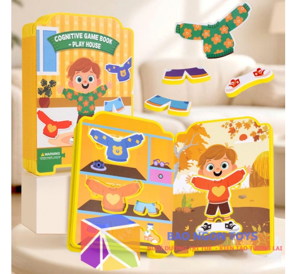 Đồ chơi sách bận rộn Play House, đồ chơi tương tác Thay Đồ Cho búp bê, Phát Triển Tư Duy & Kỹ Năng Sống - DG389