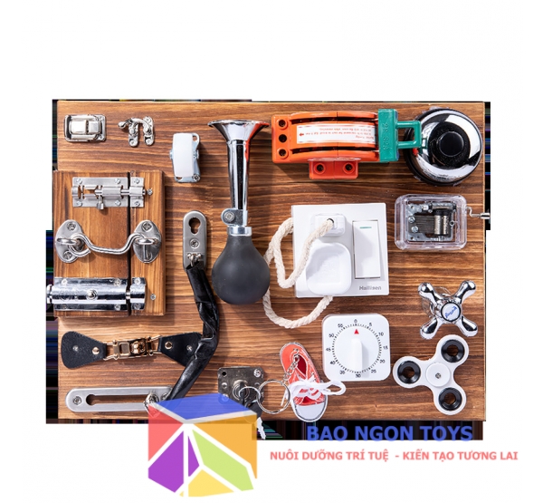 Bảng bận rộn montessori giúp bé học hình dạng, màu sắc và phát triển vận động tinh, busy board cho bé - BAO NGON TOYS - DG146B