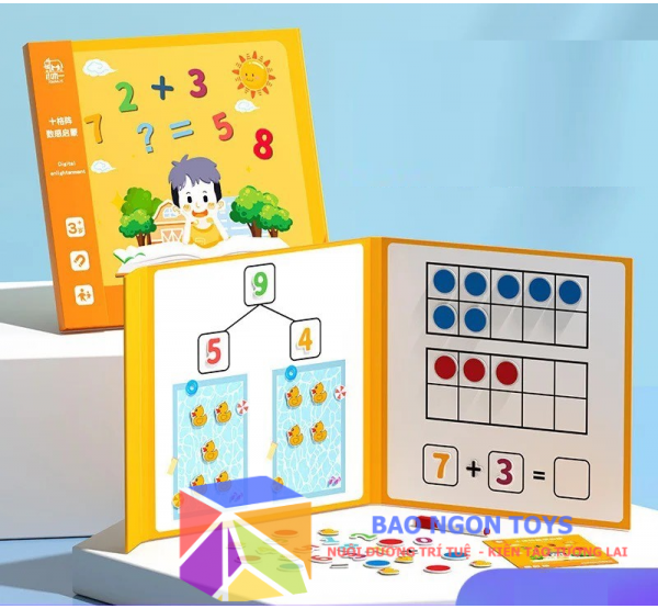 Sách bóc dán nam châm giúp bé thực hành kỹ năng toán học, cộng trừ, học đếm, giáo cụ học toán dành cho bé tiểu học, mầm non - Bao Ngon Toys - BC15