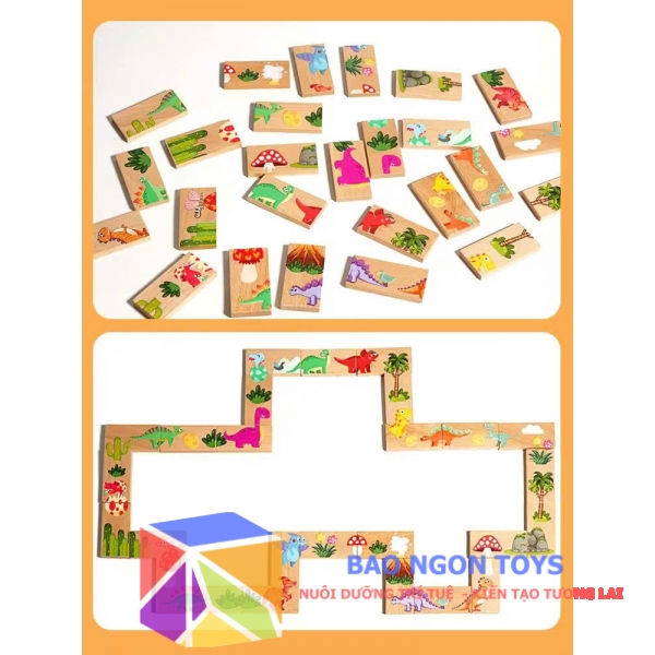 Bộ đồ chơi xếp hinh Domino Khủng Long – Ghép Hình & Rèn Tư Duy Cho Bé DG412