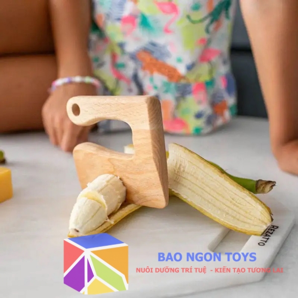 Bộ đồ chơi thớt và dao gỗ an toàn giúp bé tập cắt hoa quả, giáo cụ  montessori thực hành kỹ năng sống thiết yếu cho bé - BAO NGON TOYS - DG161