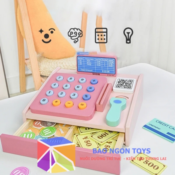 ĐỒ CHƠI NHẬP VAI MÁY TÍNH TIỀN THU NGÂN CHO BÉ GÁI VUI CHƠI SÁNG TẠO HỌC TOÁN VÀ PHÁT TRIỂN NGÔN NGỮ BAO NGON TOYS DG243