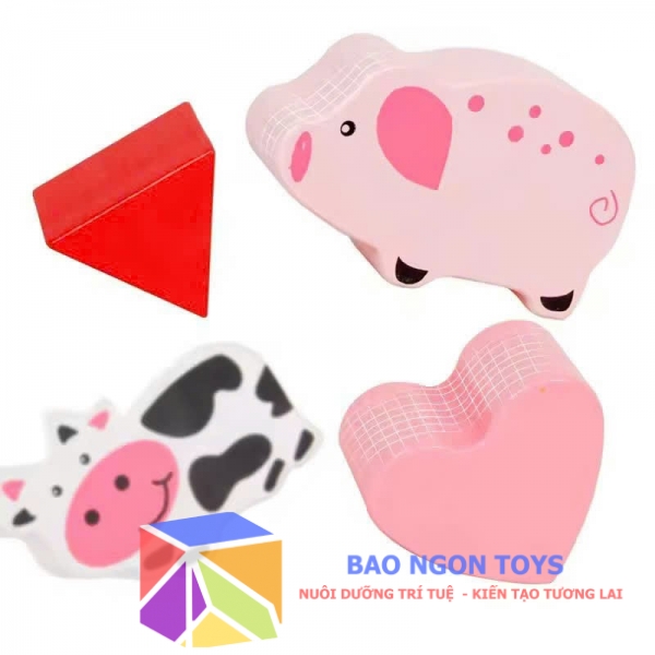 Xe Chòi Chân Gỗ Kèm Trò Chơi Hình Khối Cho Bé Từ 1 Tuổi – Giúp Bé Vận Động & Phát Triển Tư Duy | BAO NGON TOYS DG351