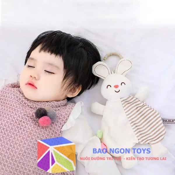 Đồ chơi treo nôi và khăn xoa dịu an toàn tích hợp tag xúc xắc và gặm nướu an toàn cho bé, đồ chơi giác quan cho bé sơ sinh - BAO NGON TOYS - DV118