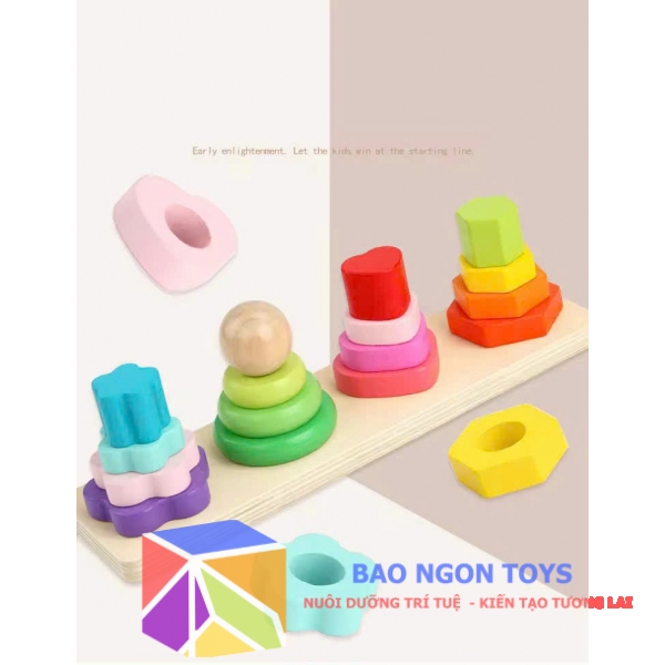 Đồ chơi thả cọc xếp chồng nhiều màu sắc dành cho bé 18 tháng tuổi giúp phát triển vận động tinh và trí tuệ - BAO NGON TOYS - DG343
