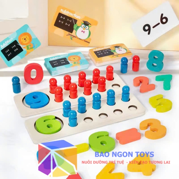 Bộ Đồ Chơi Toán Học Montessori Bằng Gỗ Cho Bé 3 Tuổi Trở Lên Học Đếm DG414