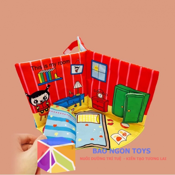 Sách vải chủ đề Ngôi nhà của bé thiết kế độc đáo 4D giúp bé vui chơi nhập vai và phát triển ngôn ngữ - BAO NGON TOYS - SV01