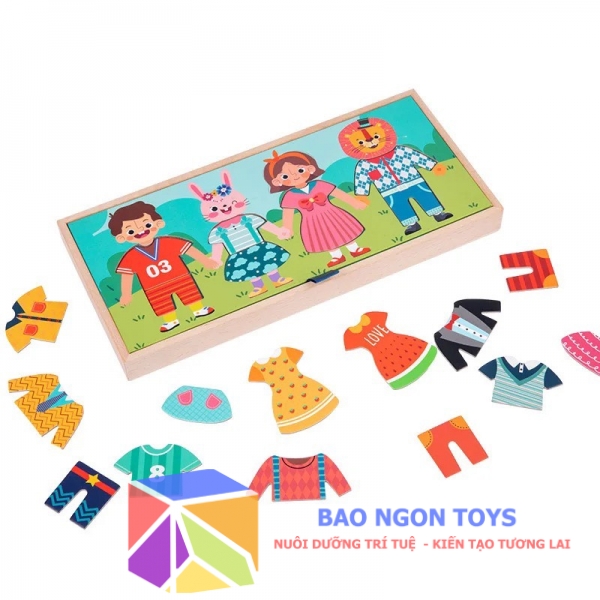 Đồ chơi ghép hình trang phục Montessori kết hợp  thực hành hoạt động kẹp treo quần áo  giúp bé vui chơi và phát triển trí tuệBAO NGON TOYS - DG283