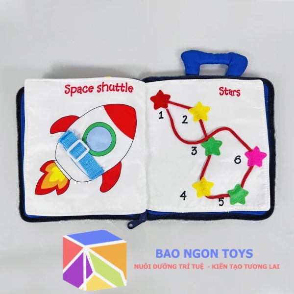 SÁCH VẢI BÓC DÁN QUIET BOOK RÈN LUYỆN CÁC KỸ NĂNG VẬN ĐỘNG TINH VÀ GIÚP BÉ HỌC TIẾNG ANH - BAO NGON TOYS - SV73C