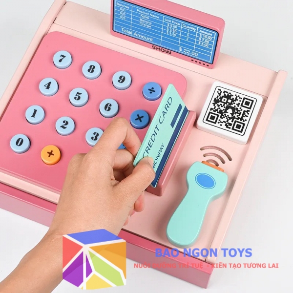 ĐỒ CHƠI NHẬP VAI MÁY TÍNH TIỀN THU NGÂN CHO BÉ GÁI VUI CHƠI SÁNG TẠO HỌC TOÁN VÀ PHÁT TRIỂN NGÔN NGỮ BAO NGON TOYS DG243