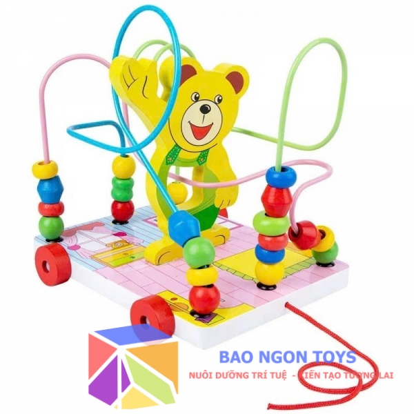 Đồ Chơi Luồn Hạt Gỗ Kết Hợp Xe Kéo – Rèn Luyện Kỹ Năng Vận Động & Nhận Biết Màu Sắc | BAO NGON TOYS DG373