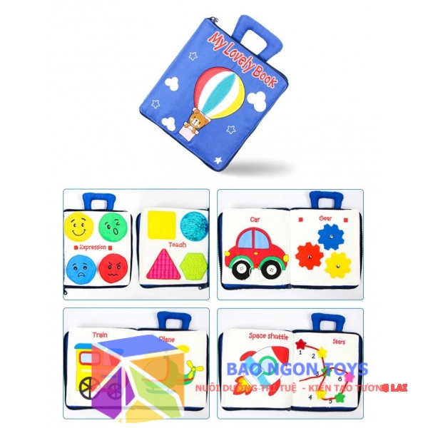 SÁCH VẢI BÓC DÁN QUIET BOOK RÈN LUYỆN CÁC KỸ NĂNG VẬN ĐỘNG TINH VÀ GIÚP BÉ HỌC TIẾNG ANH - BAO NGON TOYS - SV73C
