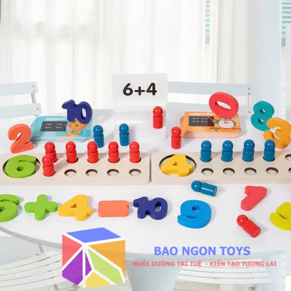 Bộ Đồ Chơi Toán Học Montessori Bằng Gỗ Cho Bé 3 Tuổi Trở Lên Học Đếm DG414