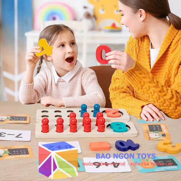 Bộ Đồ Chơi Toán Học Montessori Bằng Gỗ Cho Bé 3 Tuổi Trở Lên Học Đếm DG414