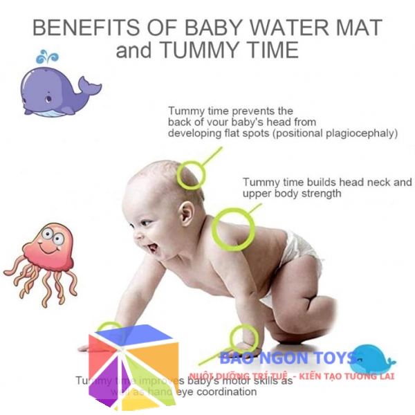 Thảm nước Tummy time cho bé nằm chơi giúp bé tập nằm sấp, tập bò, trườn, đồ chơi vận động quan trọng cho bé sơ sinh - BAO NGON TOYS - VD01