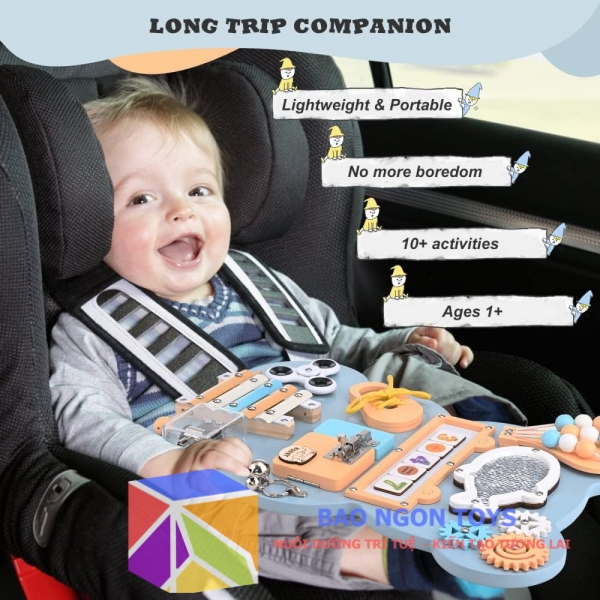 Bảng bận rộn montessori hình gấu rèn luyện đa kỹ năng cho bé, bảng bear busy board phát triển vận động tinh cho bé - BAO NGON TOYS - DG70A 