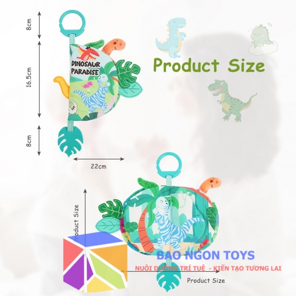 Đồ chơi sách vải treo nôi mềm mại chủ đề động vật tích hợp gặm nướu & xúc xắc – Khơi dậy giác quan & phát triển toàn diện cho bé yêu - BAO NGON TOYS - DV120