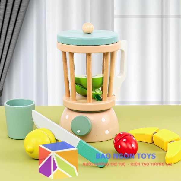 Đồ chơi nhập vai nấu ăn máy xay sinh tố bằng gỗ, trò chơi nhà bếp giúp bé vui chơi và giải trí cùng bạn bè - BAO NGON TOYS - DG381B