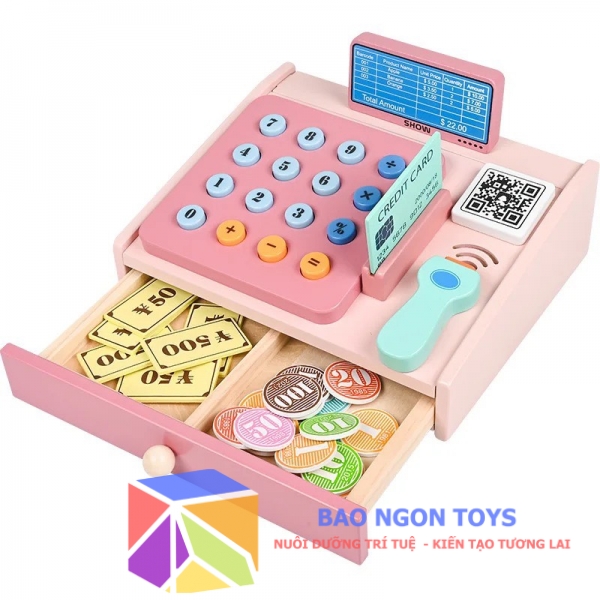 ĐỒ CHƠI NHẬP VAI MÁY TÍNH TIỀN THU NGÂN CHO BÉ GÁI VUI CHƠI SÁNG TẠO HỌC TOÁN VÀ PHÁT TRIỂN NGÔN NGỮ BAO NGON TOYS DG243