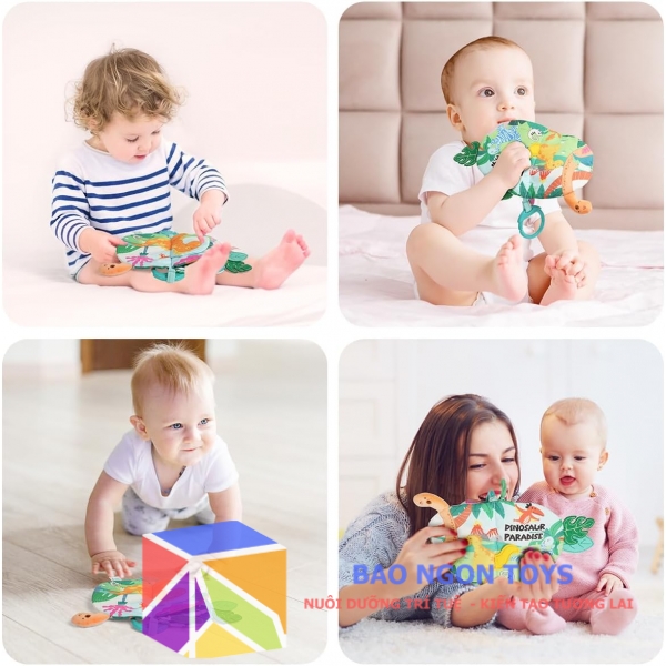 Đồ chơi sách vải treo nôi mềm mại chủ đề động vật tích hợp gặm nướu & xúc xắc – Khơi dậy giác quan & phát triển toàn diện cho bé yêu - BAO NGON TOYS - DV120