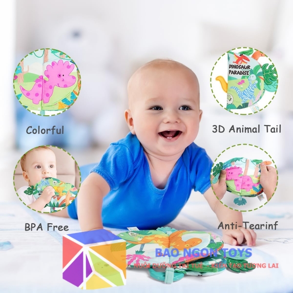 Đồ chơi sách vải treo nôi mềm mại chủ đề động vật tích hợp gặm nướu & xúc xắc – Khơi dậy giác quan & phát triển toàn diện cho bé yêu - BAO NGON TOYS - DV120