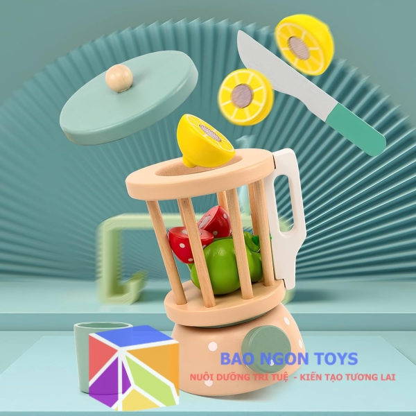 Đồ chơi nhập vai nấu ăn máy xay sinh tố bằng gỗ, trò chơi nhà bếp giúp bé vui chơi và giải trí cùng bạn bè - BAO NGON TOYS - DG381B