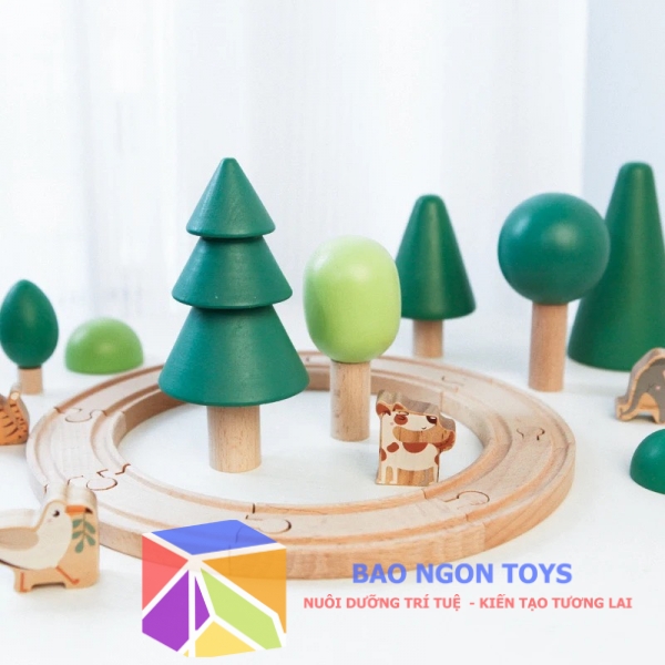 Set đồ chơi gỗ chủ đề cây xanh giúp bé chơi xếp hình, nhập vai, trang trí căn phòng - BAO NGON TOYS - DG76