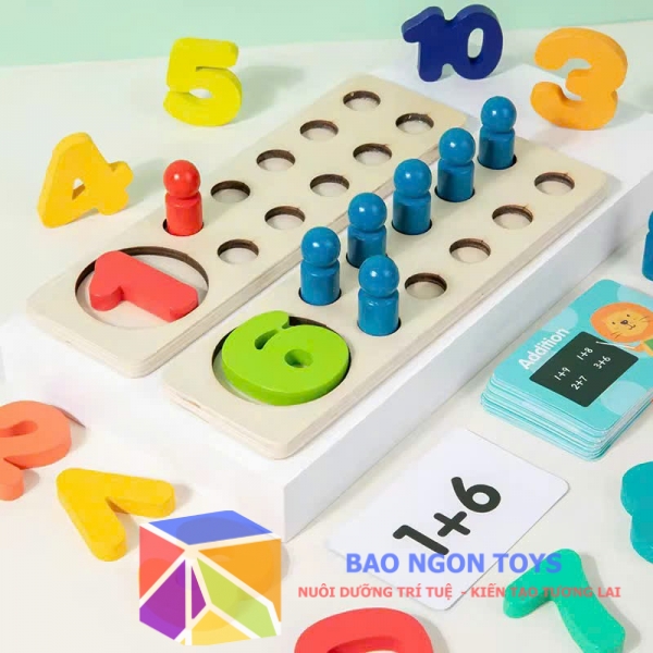 Bộ Đồ Chơi Toán Học Montessori Bằng Gỗ Cho Bé 3 Tuổi Trở Lên Học Đếm DG414