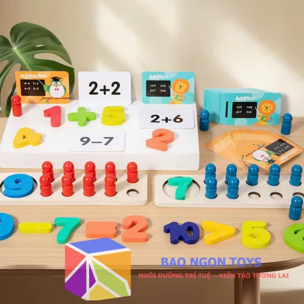 Bộ Đồ Chơi Toán Học Montessori Bằng Gỗ Cho Bé 3 Tuổi Trở Lên Học Đếm DG414