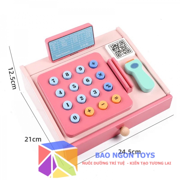 ĐỒ CHƠI NHẬP VAI MÁY TÍNH TIỀN THU NGÂN CHO BÉ GÁI VUI CHƠI SÁNG TẠO HỌC TOÁN VÀ PHÁT TRIỂN NGÔN NGỮ BAO NGON TOYS DG243