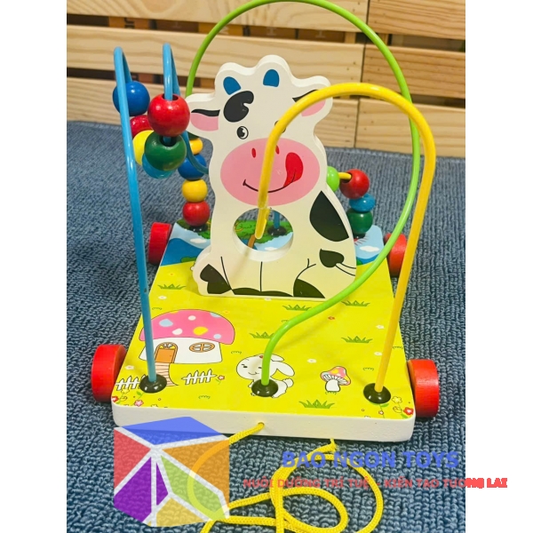 Đồ Chơi Luồn Hạt Gỗ Kết Hợp Xe Kéo – Rèn Luyện Kỹ Năng Vận Động & Nhận Biết Màu Sắc | BAO NGON TOYS DG373