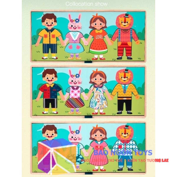 Đồ chơi ghép hình trang phục Montessori kết hợp  thực hành hoạt động kẹp treo quần áo  giúp bé vui chơi và phát triển trí tuệBAO NGON TOYS - DG283