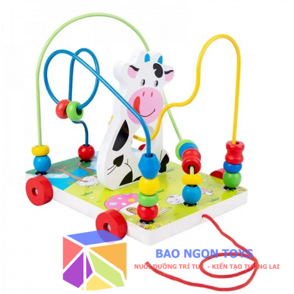 Đồ Chơi Luồn Hạt Gỗ Kết Hợp Xe Kéo – Rèn Luyện Kỹ Năng Vận Động & Nhận Biết Màu Sắc | BAO NGON TOYS DG373