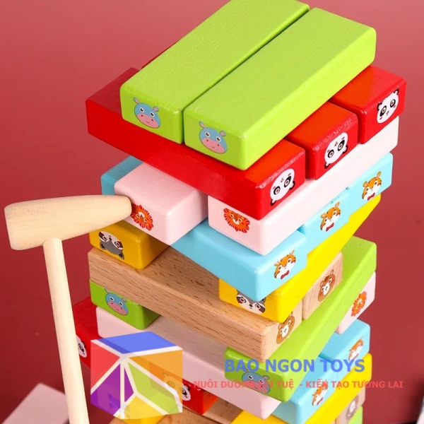 ĐỒ CHƠI RÚT ĐẬP GỖ XẾP CHỒNG JENGA LOẠI LỚN GIÚP BÉ RÈN LUYỆN TƯ DUY VÀ RỜI XA THẾ GIỚI ẢO, ĐỒ CHƠI GIẢI TRÍ CHO NHÓM BẠN, GIA ĐÌNH - BAO NGON TOYS - DG34 