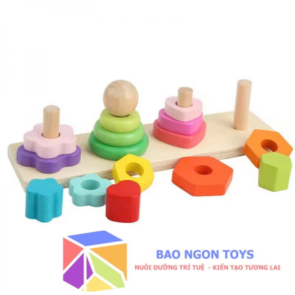 Đồ chơi thả cọc xếp chồng nhiều màu sắc dành cho bé 18 tháng tuổi giúp phát triển vận động tinh và trí tuệ - BAO NGON TOYS - DG343