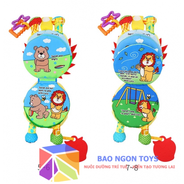 SÁCH VẢI 3D TƯƠNG TÁC THÚ NHỒI BÔNG , ĐỒ CHƠI TREO NÔI XE ĐẨY, NGƯỜI BẠN NHỎ CHO GIẤC NGỦ CỦA BÉ – BAO NGON TOYS - SV69