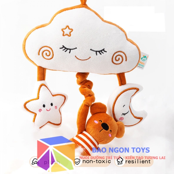 Đồ Chơi Treo Nôi Đám Mây & Gấu Bông Phát Nhạc Cho Bé Sơ Sinh – Chuông Gió Vải Kích Thích Giác Quan | BAO NGON TOYS DV127