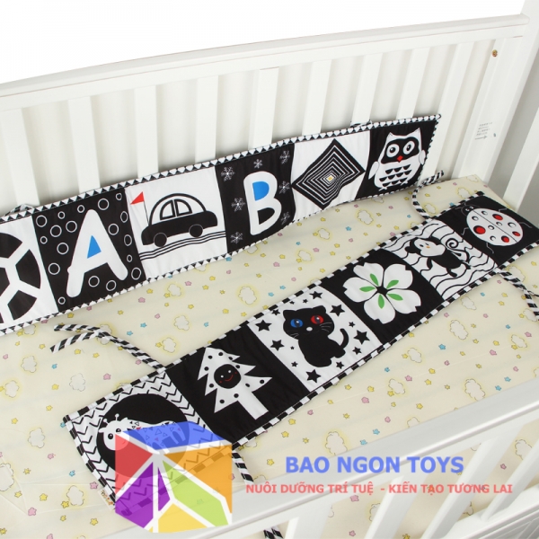SÁCH VẢI KIÊM QUÂY CŨI 2 TRONG 1 GIÚP KÍCH THÍCH THỊ GIÁC CHO BÉ SƠ SINH TỪ 0 THÁNG - BAO NGON TOYS - SV76