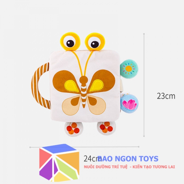 Đồ chơi sách vải treo nôi mềm mại chủ đề động vật tích hợp gặm nướu & xúc xắc – Khơi dậy giác quan & phát triển toàn diện cho bé yêu SV90