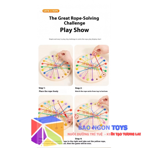 Đồ chơi giải đố gỡ nút dây xoắn, board game rèn luyện tư duy IQ, giải trí vui nhộn dành cho cả gia đình cùng chơi, ROPE BREAKING GAME- DG401