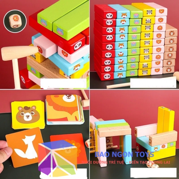 ĐỒ CHƠI RÚT ĐẬP GỖ XẾP CHỒNG JENGA LOẠI LỚN GIÚP BÉ RÈN LUYỆN TƯ DUY VÀ RỜI XA THẾ GIỚI ẢO, ĐỒ CHƠI GIẢI TRÍ CHO NHÓM BẠN, GIA ĐÌNH - BAO NGON TOYS - DG34 